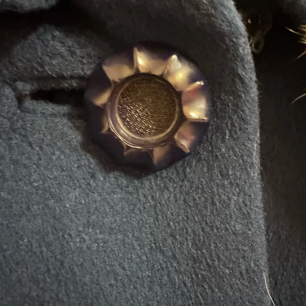 Vintage Kilgarnock Blue Wool Coat Genuine Fur Collar Mid Century‎